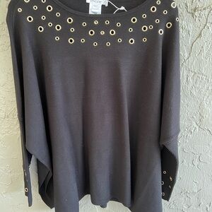 Chico's Black Boxy Embellished Long Sleeve Sweater